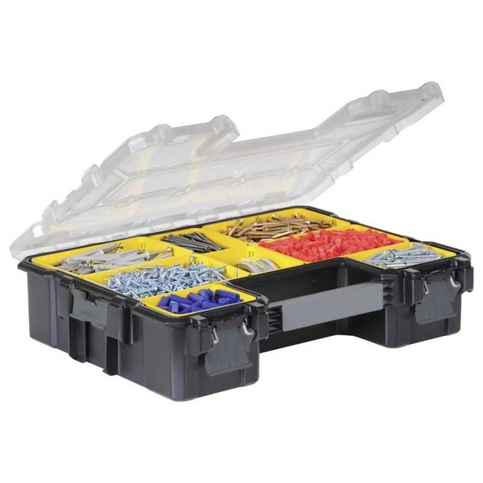 Organizador STANLEY FATMAX, 106 mm de profundidad, 1-97-521 - 10 compartimentos extraíbles - Tapa de policarbonato irrompible