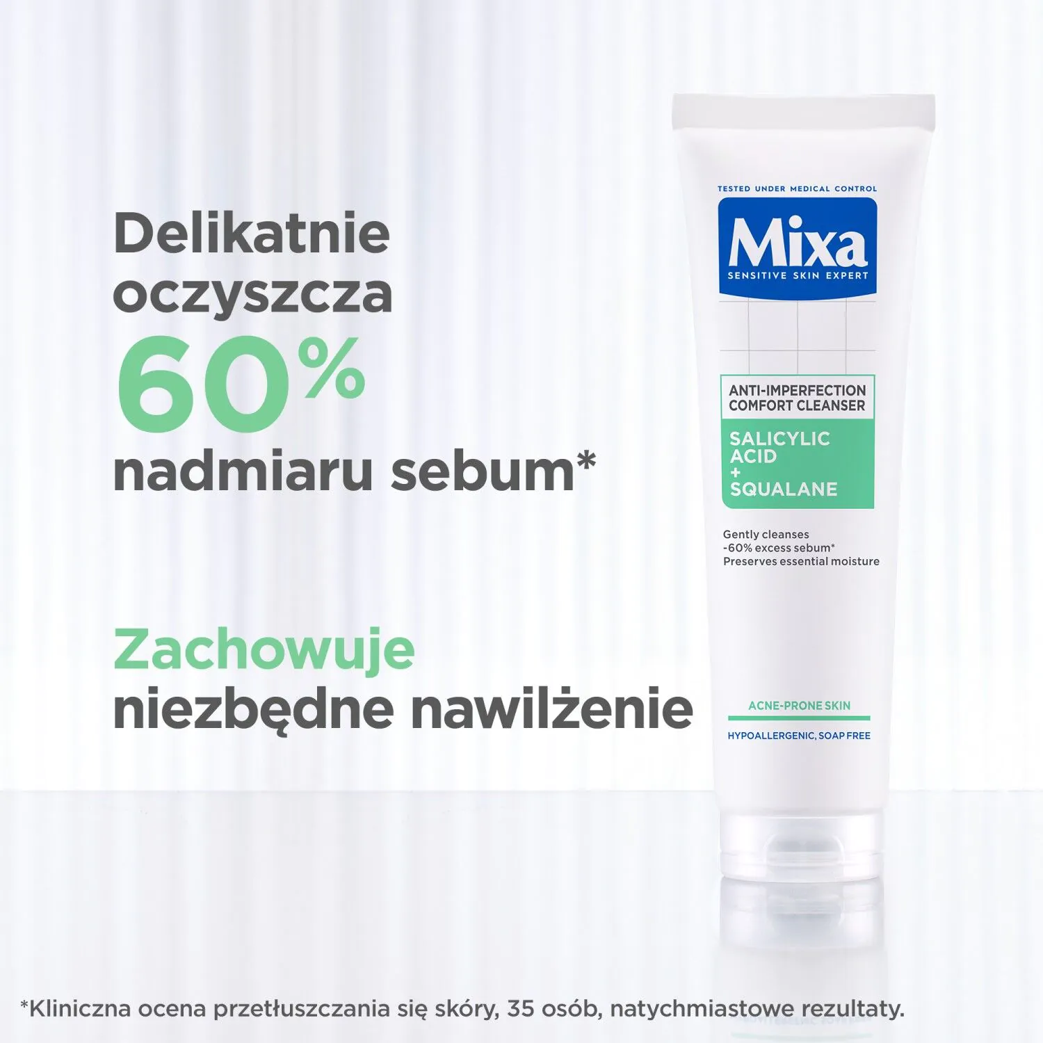 Mixa Żel oczyszczający do twarzy przeciw niedoskonałościom Kwas Salicylowy + Skwalan