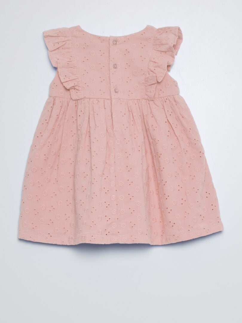 Jurk met Engelse borduursteken - ROZE