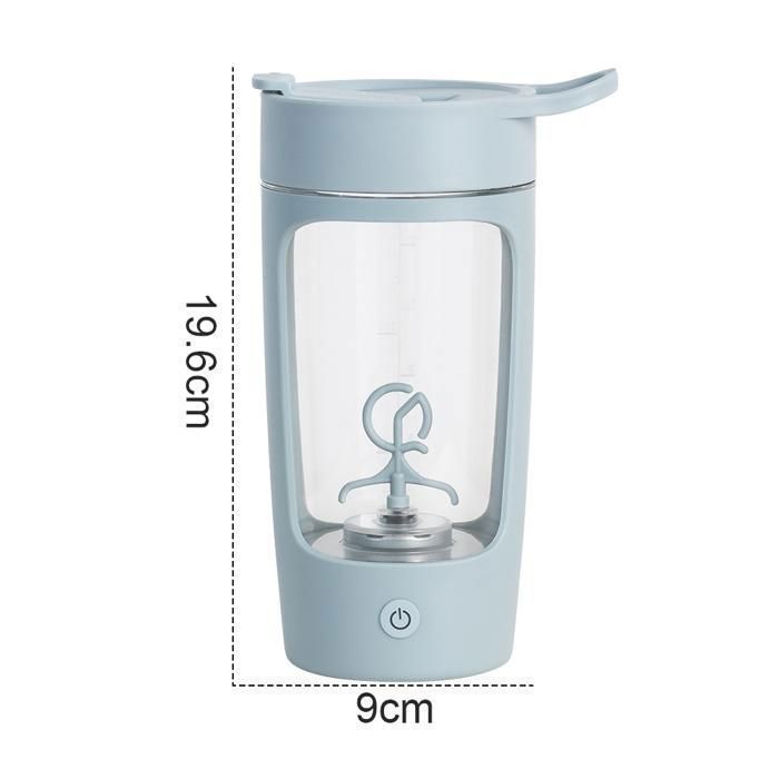 Botella mezcladora eléctrica recargable por USB, ideal para preparar batidos, smoothies y café.