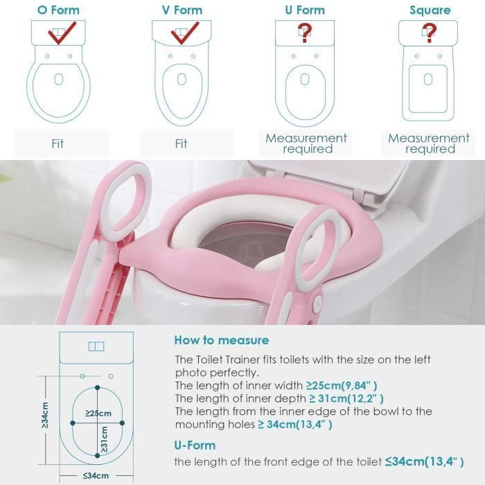 Siège de Toilette Enfant Pliable et Réglable, Reducteur de Toilette Bébé avec Marches Larges, Lunette de Toilette Confortable