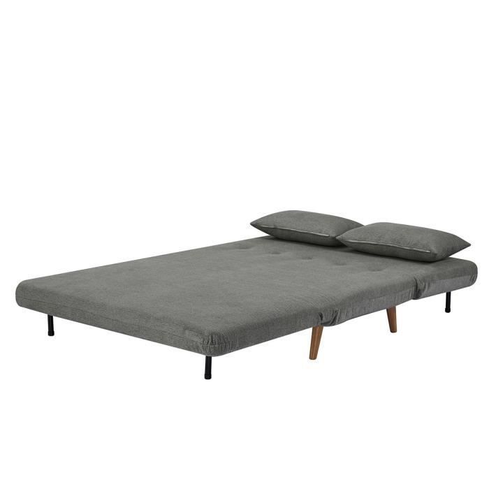 Banquette BZ - 2 places - Tissu Vert clair - 130 x 90 x 81 cm - DEPLO