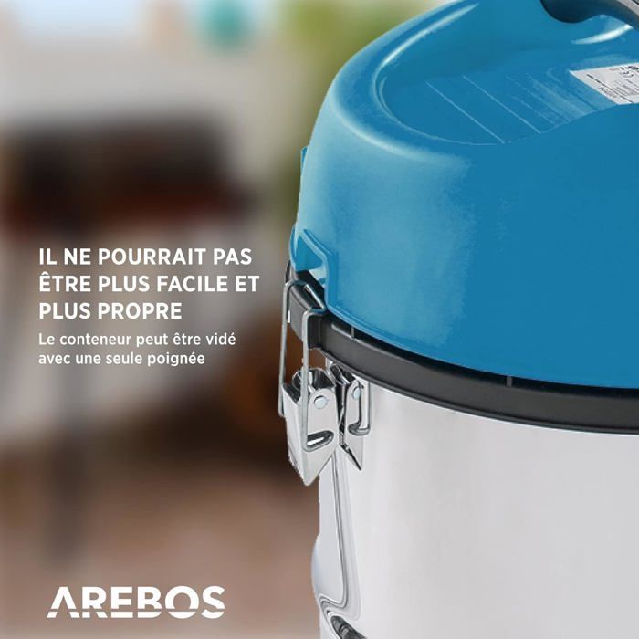 AREBOS Industrial Vacuum Cleaner | Wet and Dry Vacuum Cleaner | Dry and Wet Vacuum Cleaner | 5-in-1 | 1300W | 30L | Stainless Steel |