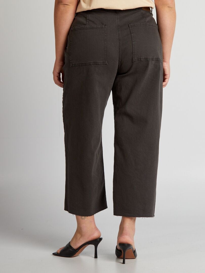 Jeans met hoge taille en losse pasvorm - zwart