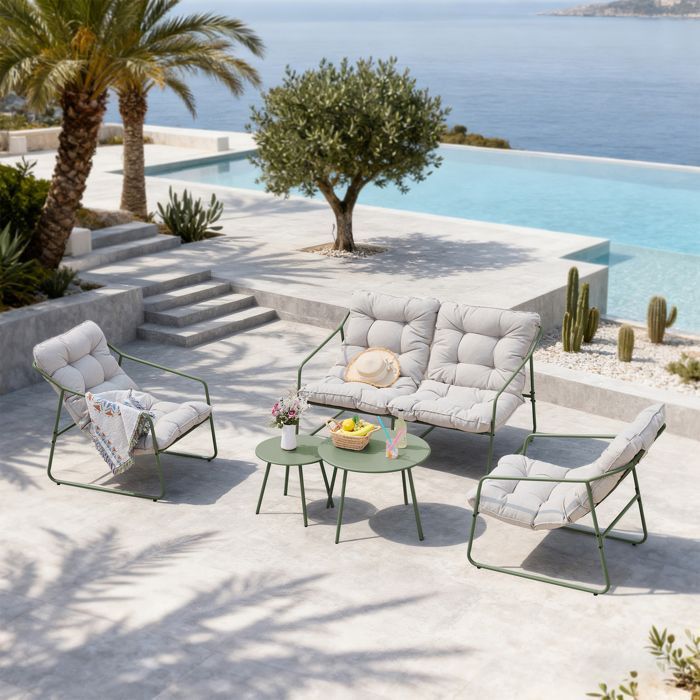 Ensemble de meubles de jardin Kivanta 5 pièces vert clair