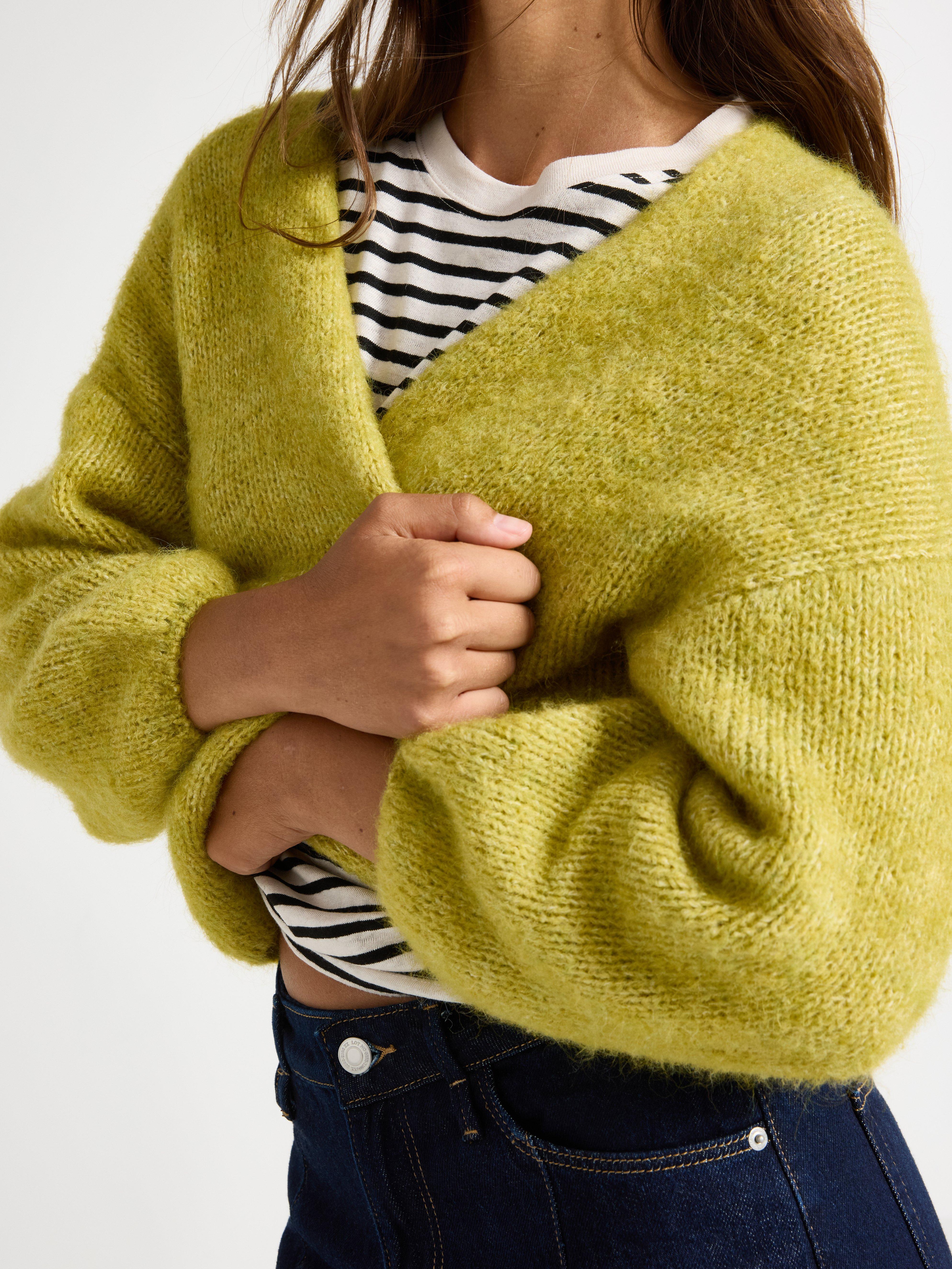 Strikket cardigan lys grønn