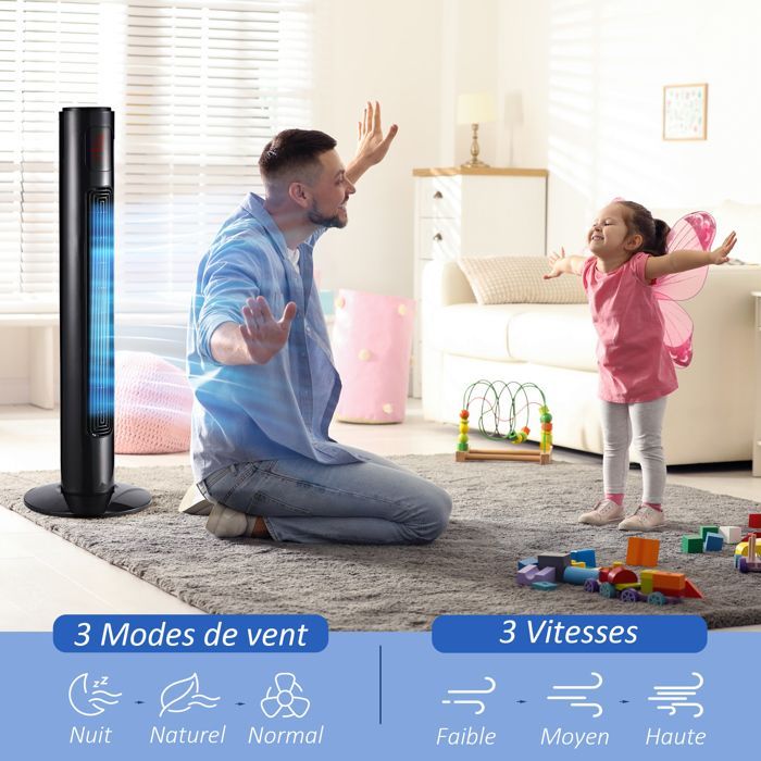 HOMCOM - Ventilador - Plástico - 32x32x96cm - Negro