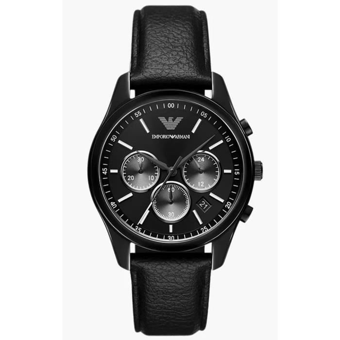 Montre Emporio Armani Hommes AR11583 - Noir Cuir - 40mm - 5 bar - Quartz - Analogique