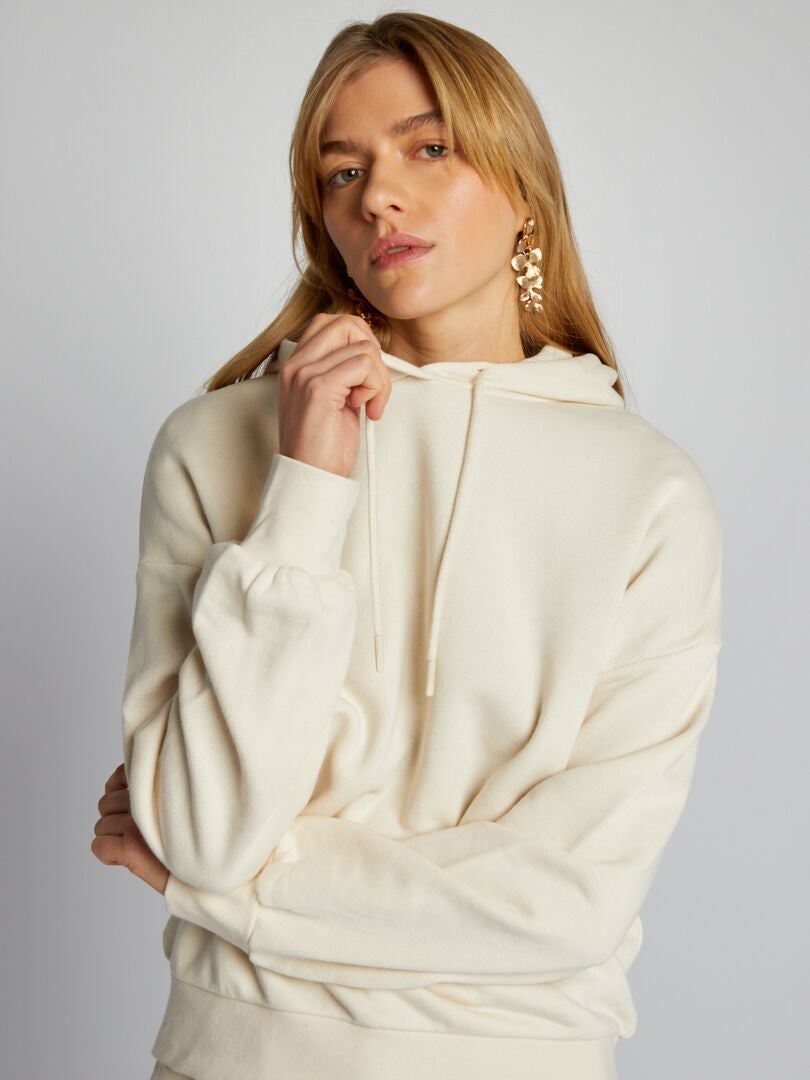 Fleece hoodie - BEIGE