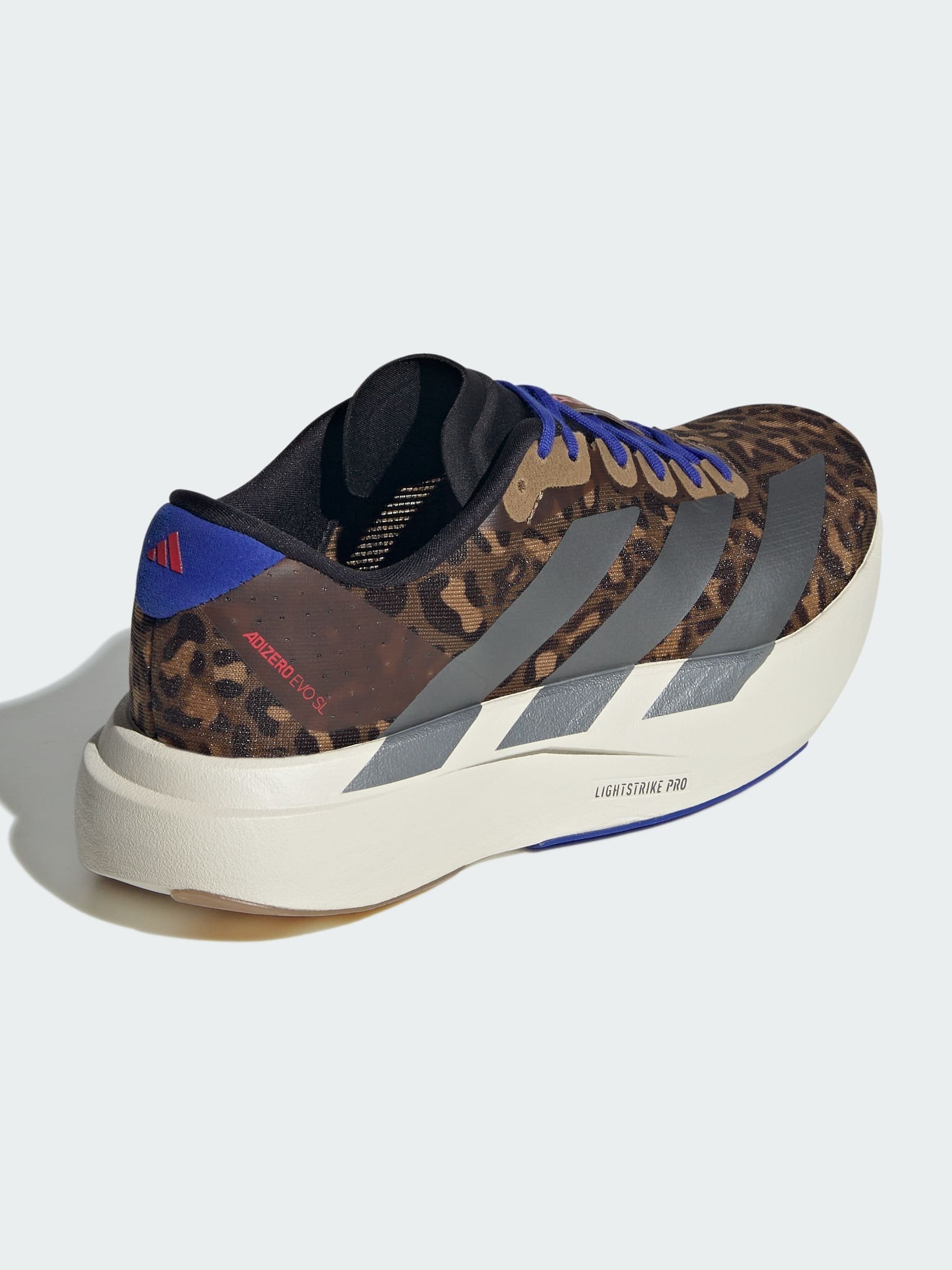 adidas Performance ADIZERO EVO SL W - Straßenlaufschuhe - gebraucht, braun-ironfarben mit Lucidblau