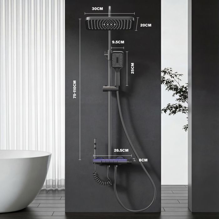 Columna de ducha - STANAW - STANAW - Cabezal cuadrado de 30 cm - 4 chorros - Pantalla LED con efecto cielo estrellado