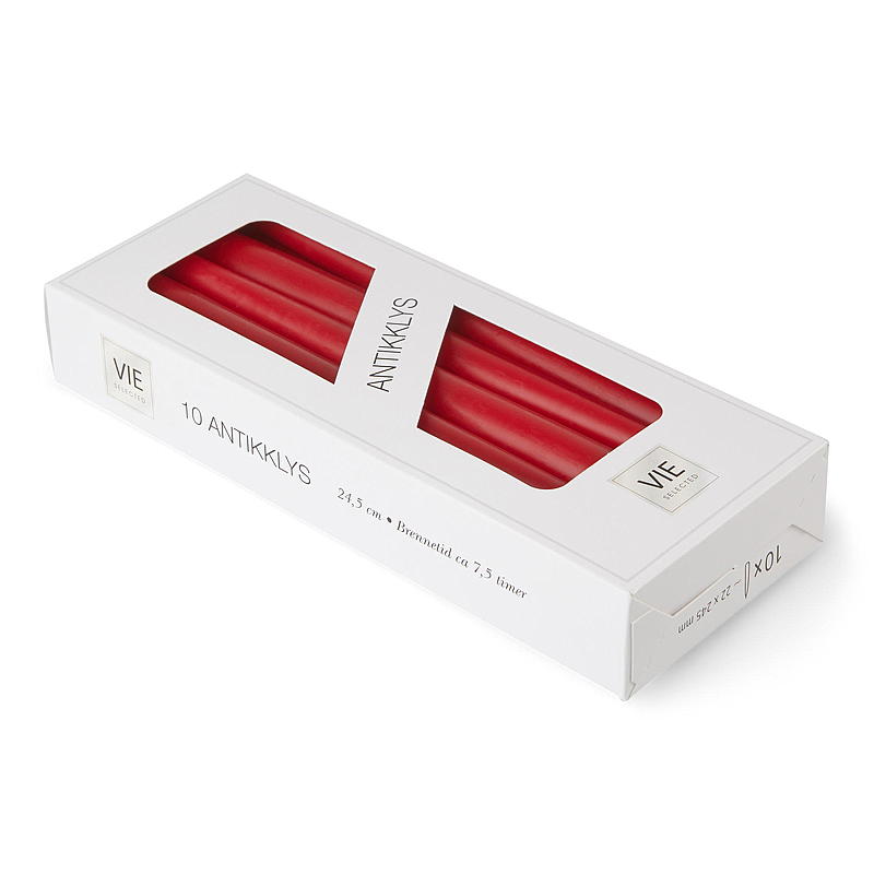 Vie Selected Antikljus 10-pack, 24 cm rött