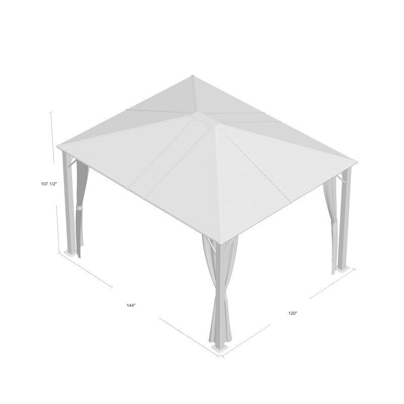 Cenador de patio de aluminio Windermere de 3,65 m de ancho x 3 m de profundidad.
