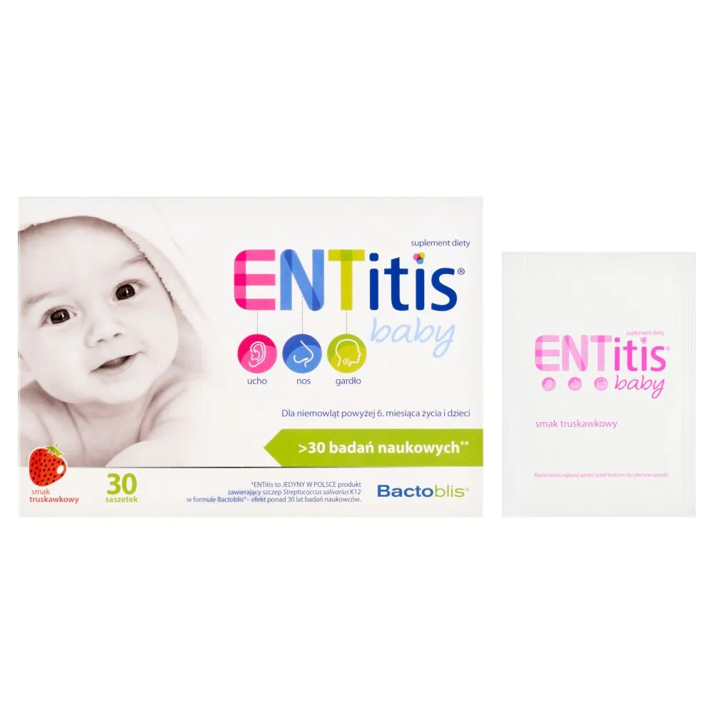 ENTitis Baby, Saszetki dla niemowląt powyżej 6. miesiąca życia i dzieci, Smak truskawkowy