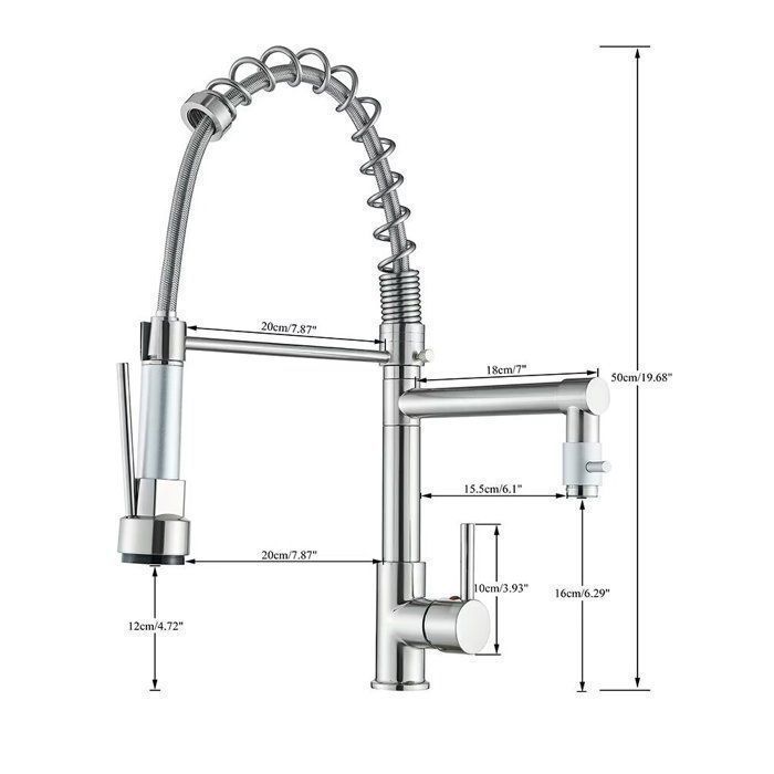 Robinet Cuisine avec 2 Jets Robinetterie à Ressort Mitigeur Cuisine Rotatif à 360°  Froid & Chaud Disponible Brossé