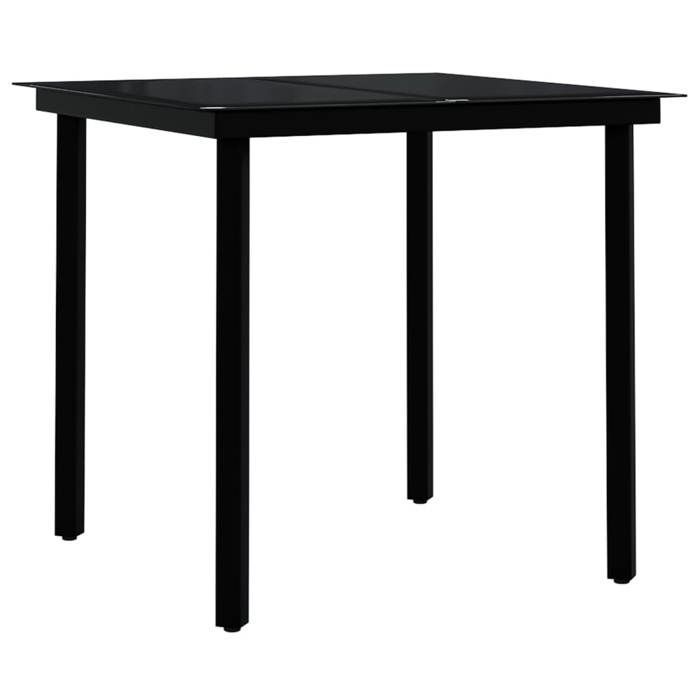 BURKE 5-Piece Garden Dining Set - Black - Wicker Resin - Powder-Coated Steel - Glass