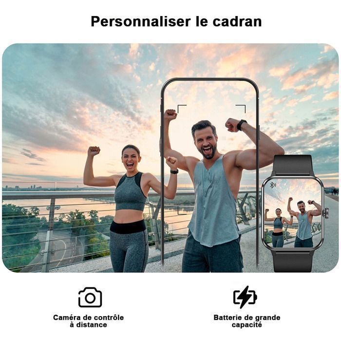 Smartwatch masculino com chamadas Bluetooth, tela HD de 1,85
