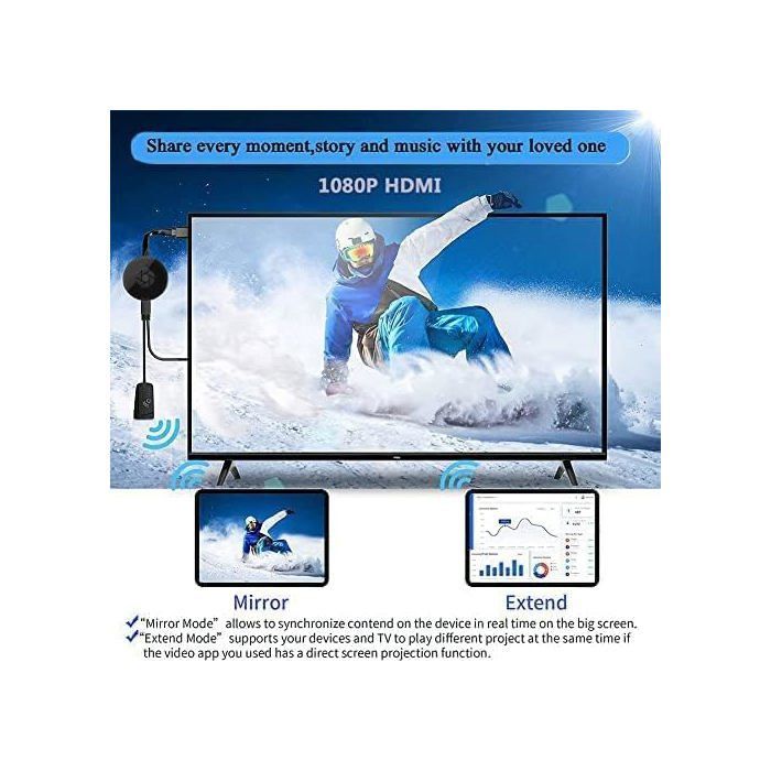 Adaptador de pantalla WiFi inalámbrico, adaptador HDMI 4K 1080P, receptor de TV Stick para streaming compatible con DLNA/AirMirror/Airplay/Miracast