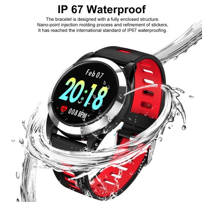YONIS Smartwatch for iPhone and Android, 1.3-inch Heart Rate Monitor Bracelet, Remote Camera, Red
