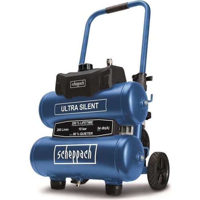 Compresor de aire horizontal ultrasilencioso Scheppach HC20SI - 20L - 750W - 10 bar