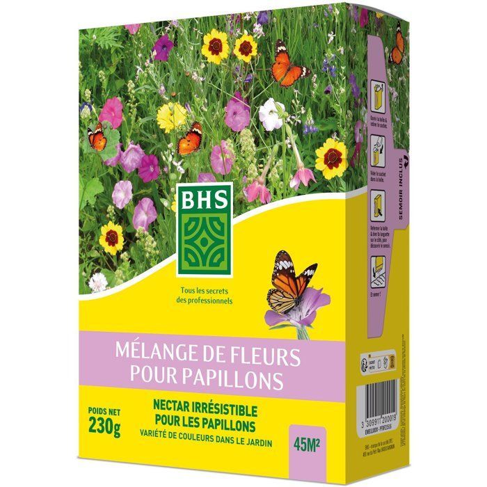 Mezcla de flores para mariposas - BHS - 230 g - 39 variedades perennes y anuales