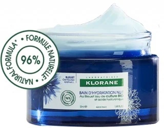 KLORANE drėkinamasis naktinis kremas su rugiagėlių skoniu, 50 ml, skirtas visiems odos tipams