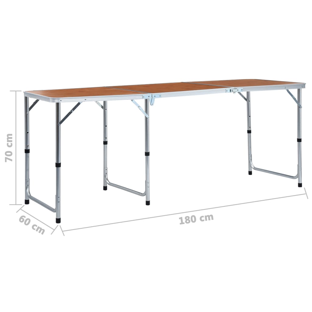  Mesa de camping dobrável Vidaxl, marrom, 180 x 60 cm