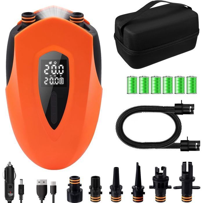 Pompa elettrica per SUP da 12000 mAh, pompa ad aria elettrica a doppio stadio con batteria e spegnimento automatico