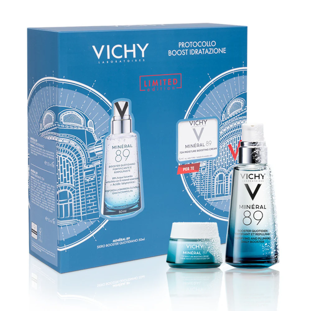 Mineral 89 Cofanetto Regalo Boost Idratazione con Minéral 89 Booster Siero + Minéral 89 Crema - Cofanetto Idratante, Siero viso idratante