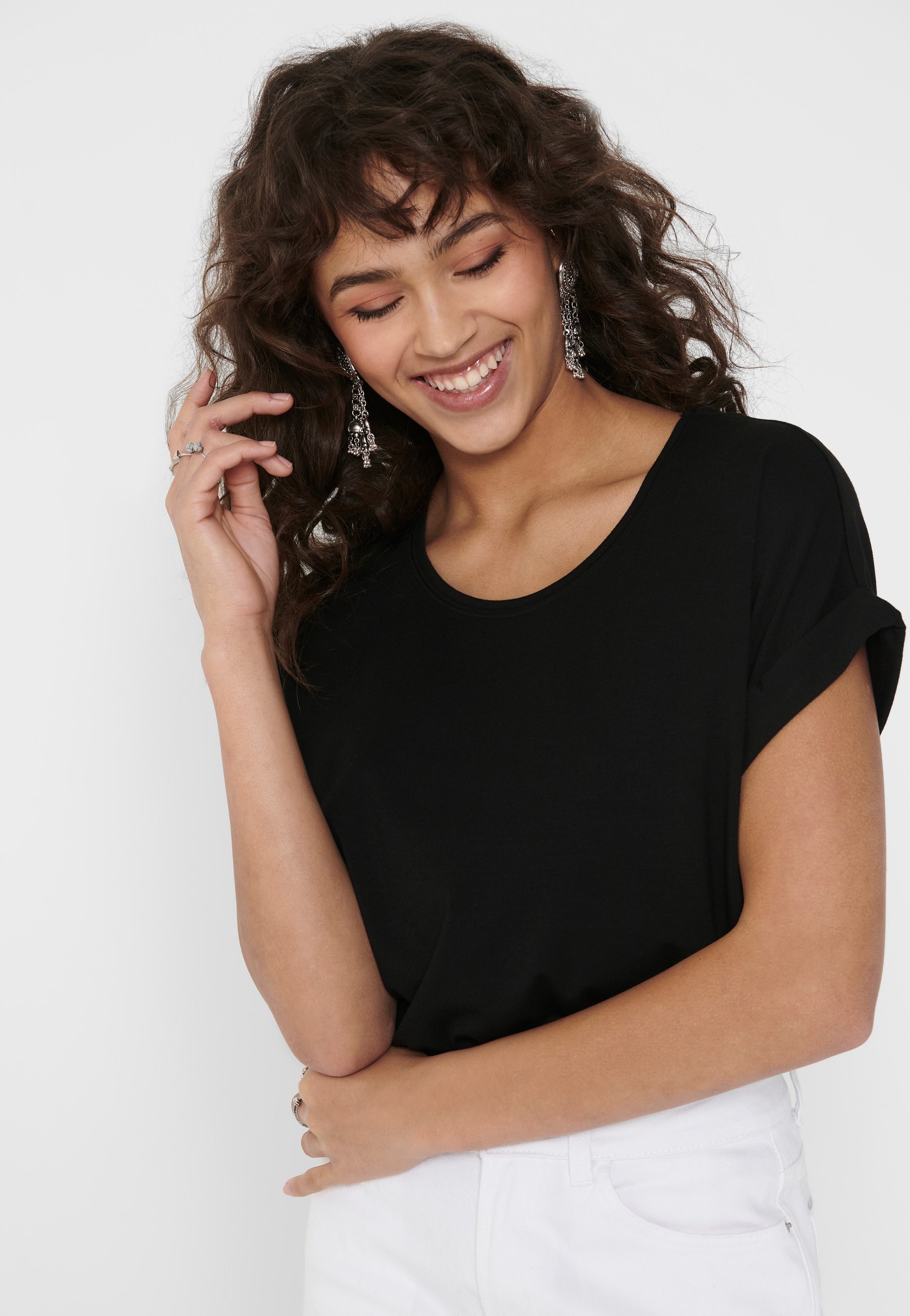 Blusa ONLY MOSTER O-NECK - preta/preta lisa