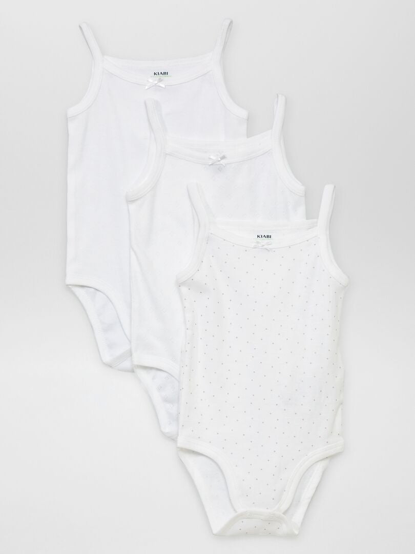 Set van 3 bodysuits met spaghettibandjes - WIT