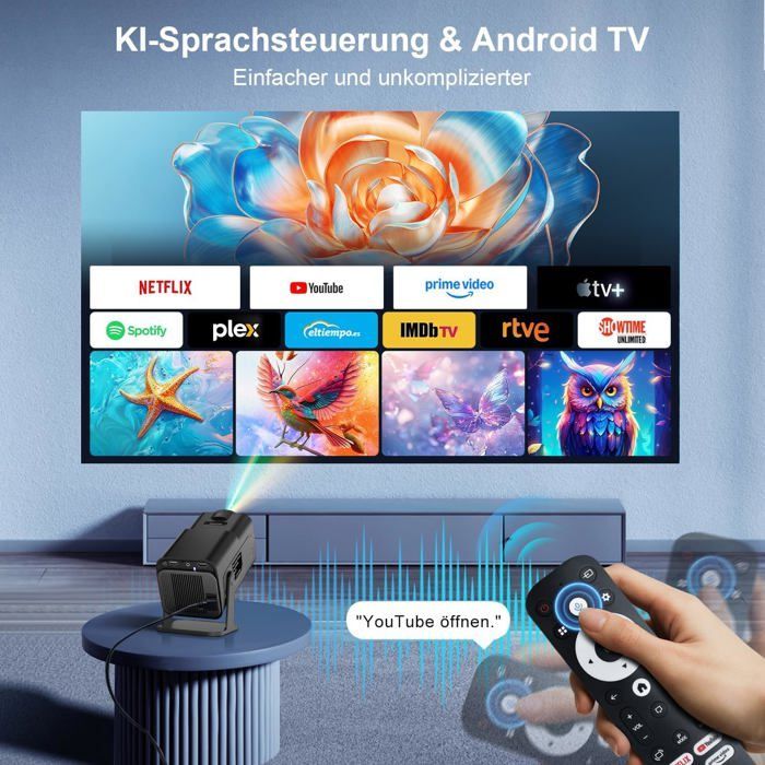 Mini Vidéoprojecteur,Compatible Avec Netflix,Supporte 4K Android 13,Smart Projector Portable 5G Wifi 6 Bt 5.3, Mini Projecte[XV37]