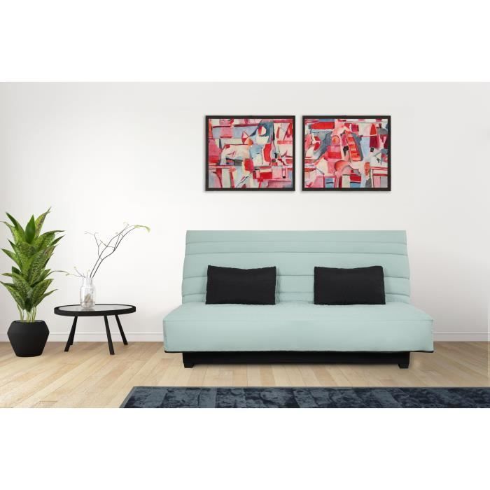Sofá cama de 2 plazas DUNLOPILLO con sistema clic-clac - Verde - DREAMER