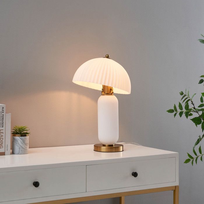 Lampe à poser vintage avec coupole en verre orientable - Adaline