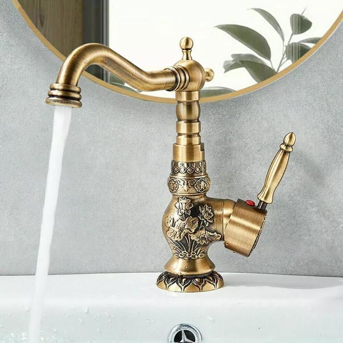 Retro Bathroom Sink Faucet with 360° Swivel Spout, High-Arc Mixer Tap, Brass Bathroom and Kitchen Sink Mixer Tap