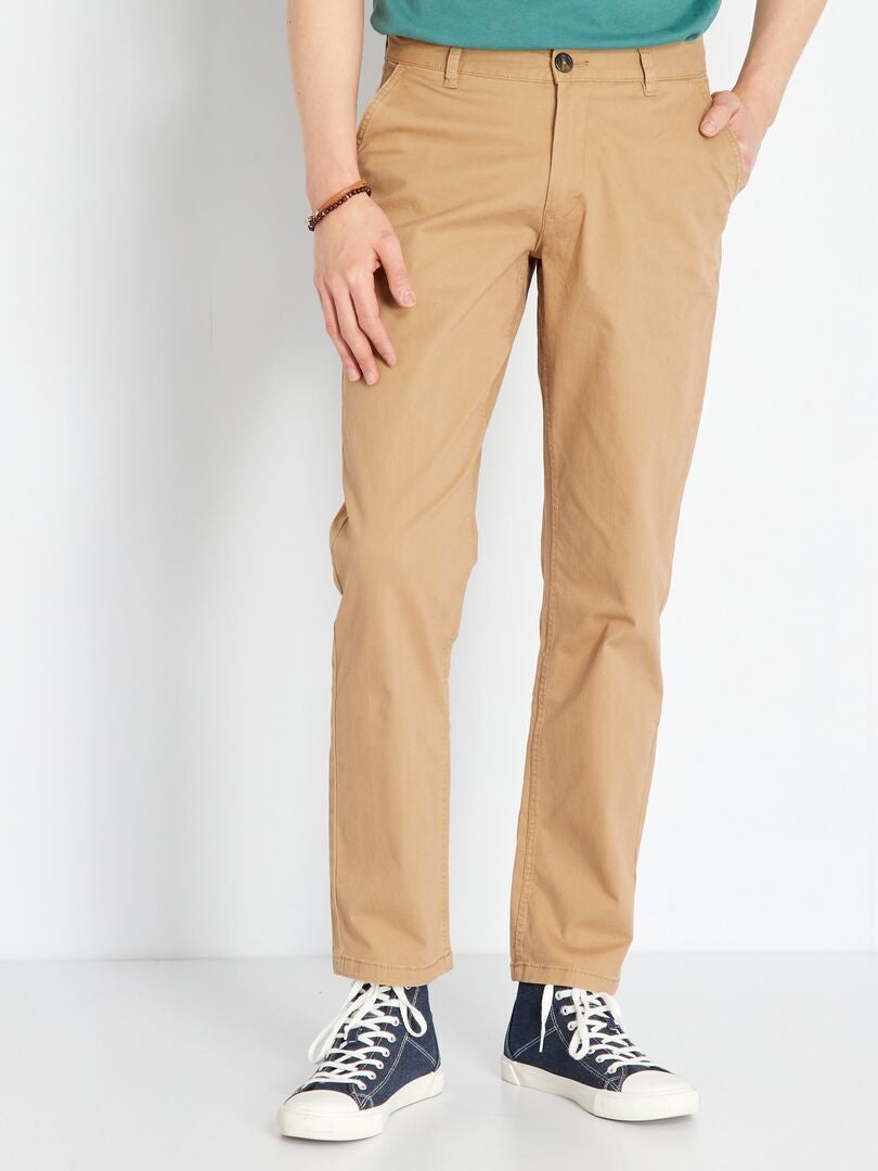 Calças chino de corte regular - BEGE