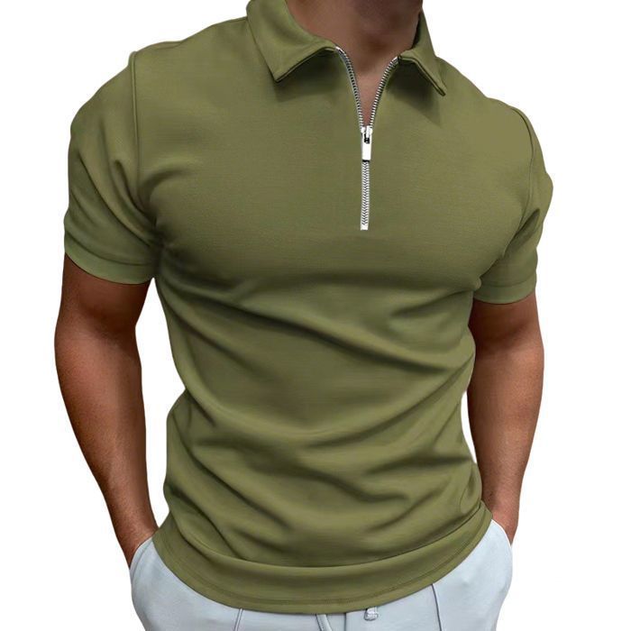 Men's Polo Shirt, Short Sleeve Casual Sport Slim Fit Solid Color - Green