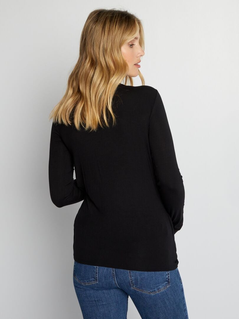 Verpleegkundig T-shirt met gekruiste voorkant - zwart