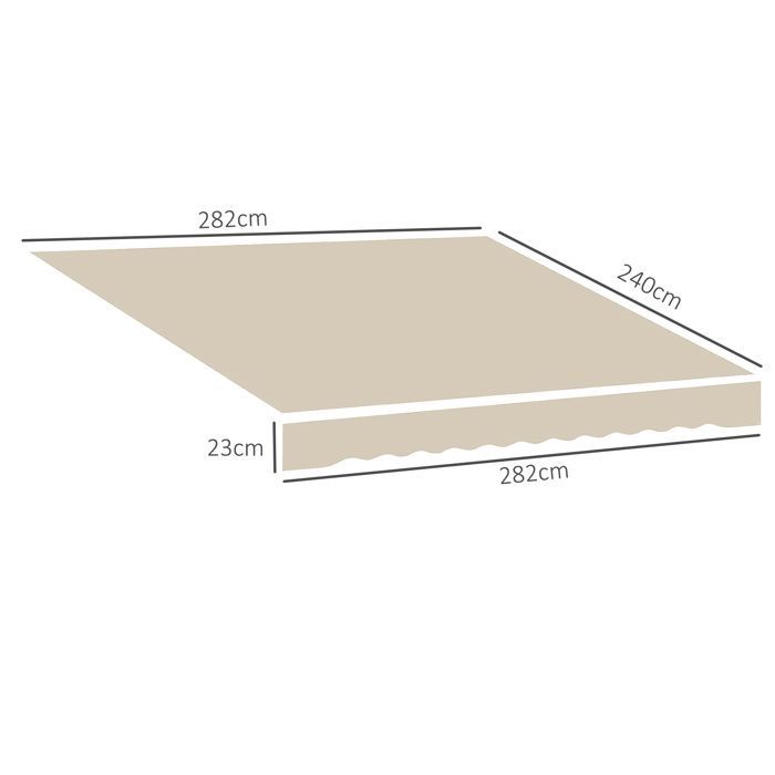 Tela de repuesto para toldo - Outsunny - cenefa de ondas suaves - poliéster de alta densidad 280 g/m² resistente a los rayos UV - 2,82 x 2,4 m - color crema