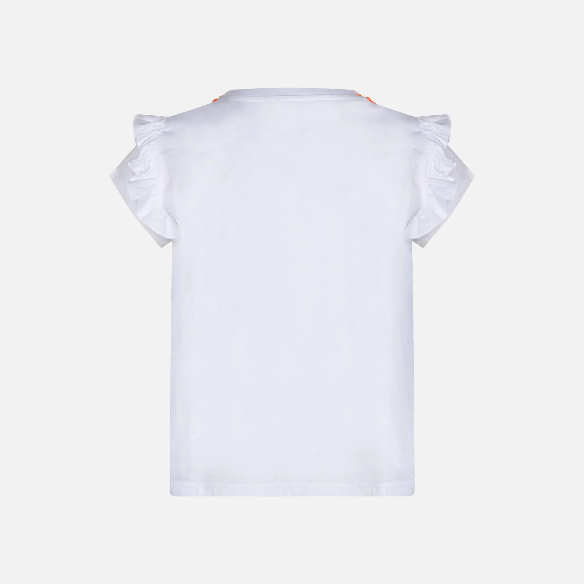 T-shirt en coton pour fille, orné de volants et de broderies.