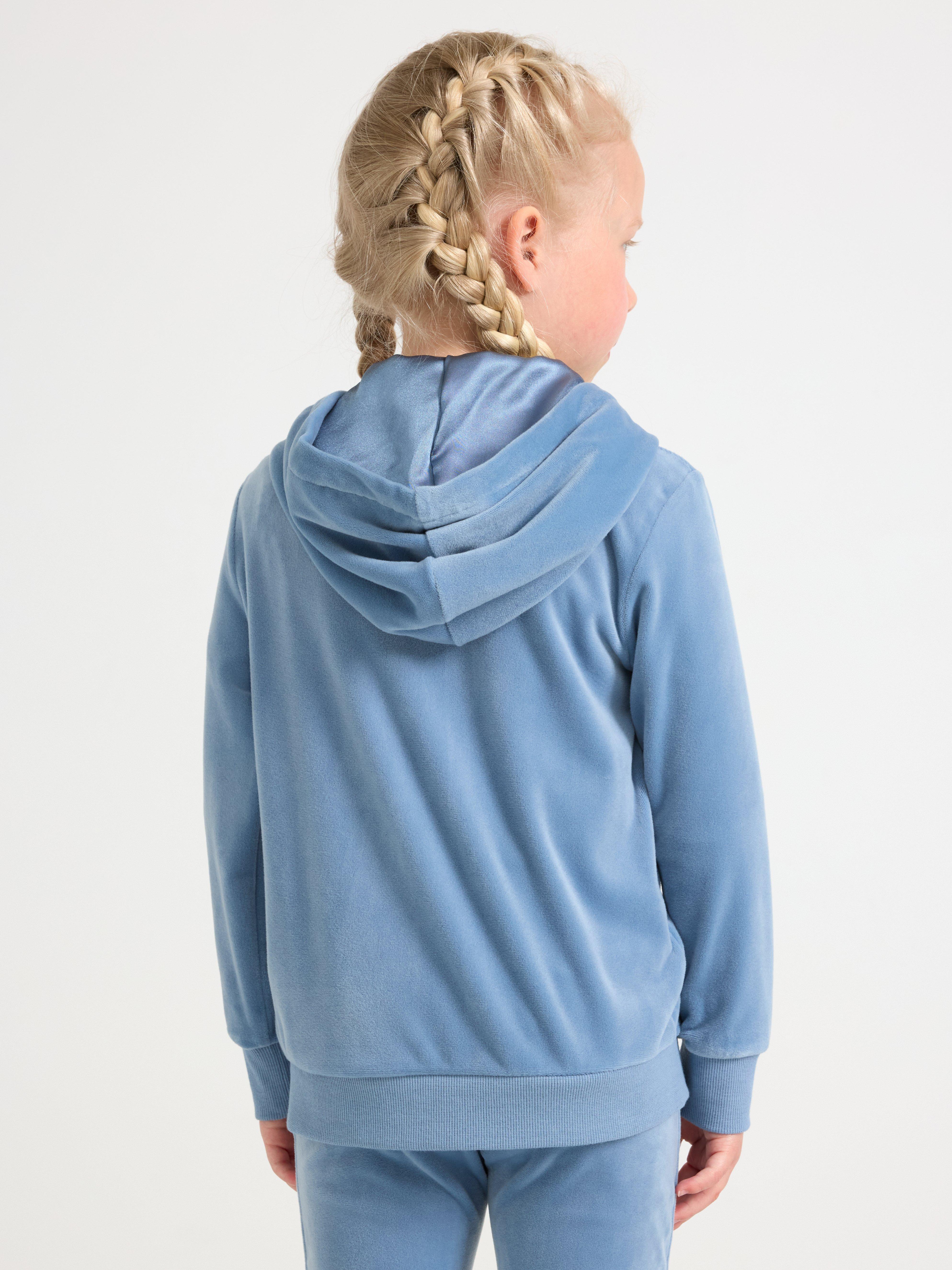 Sudadera con capucha de terciopelo azul claro