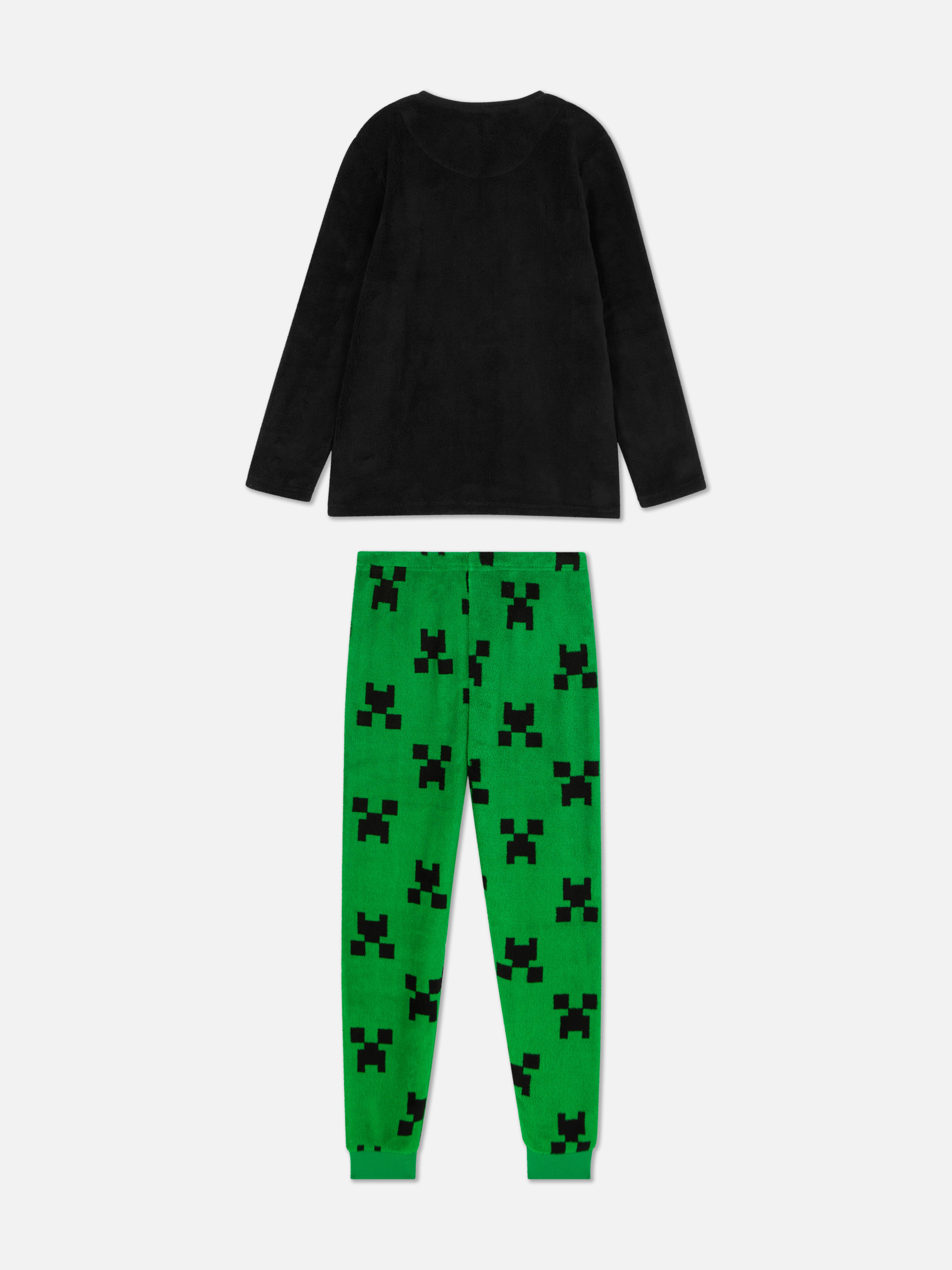 Pijamale din fleece Minecraft Creeper O pijama lungă din fleece cu detalii cool Minecraft Creeper