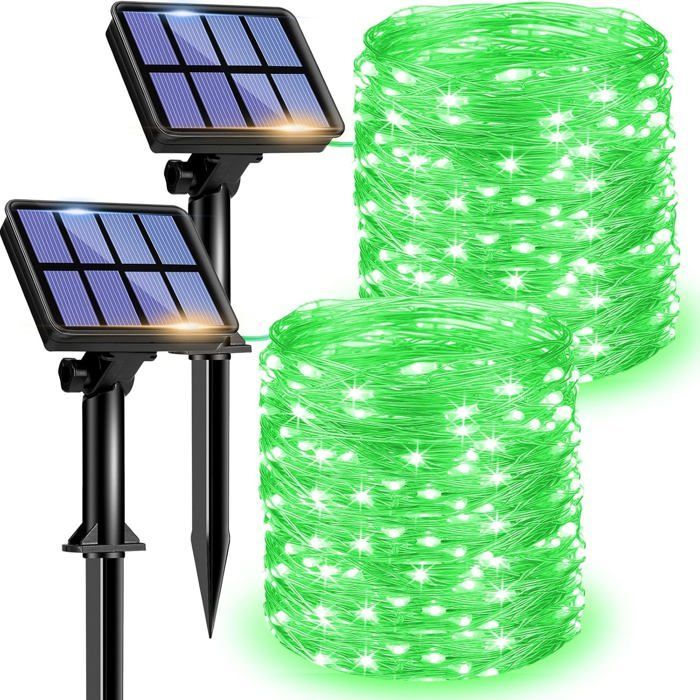 Lot de 2 guirlandes lumineuses solaires d'extérieur - 12 m - 120 LED - Étanche - 8 modes - Guirlande lumineuse solaire décorative
