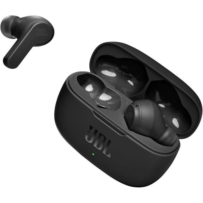 JBL Wave 200TWS Wireless In-Ear Headphones with Bluetooth and Voice Assistant with Charging Case - Black