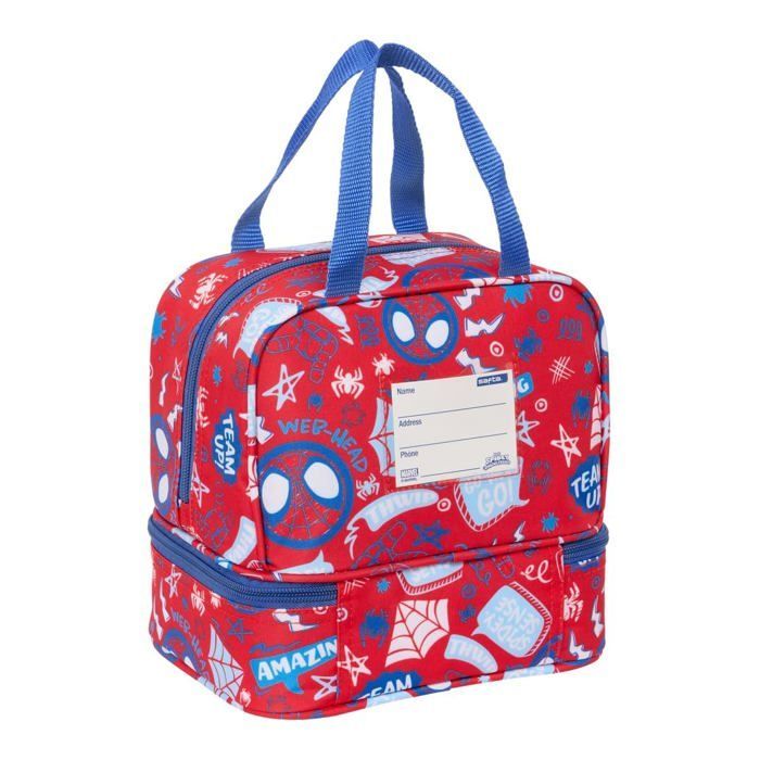 Borsa per il pranzo per bambini - Safta - M040 - Multicolore - 20x15x20 cm - Poliestere - Chiusura con cerniera - Rosso, Blu