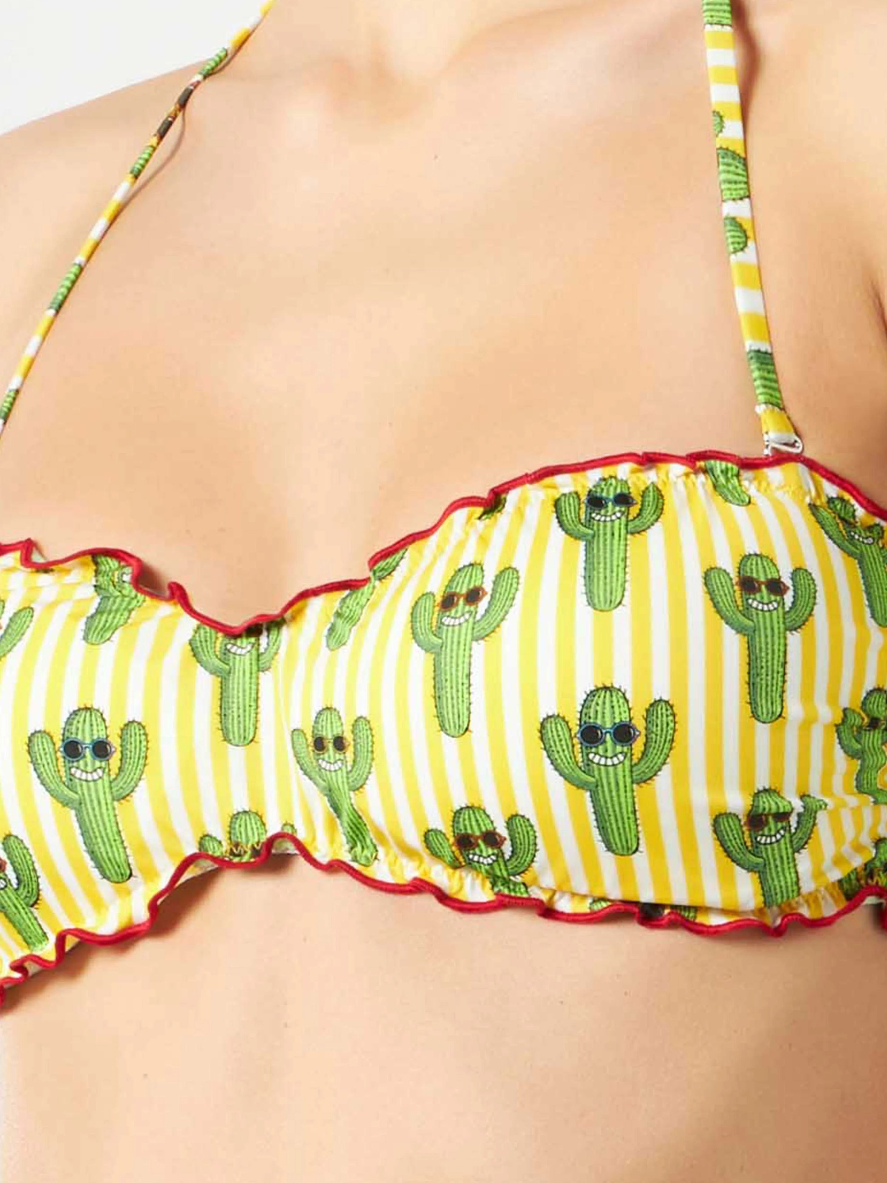 Damen-Bandeau-Top mit Kaktusprint