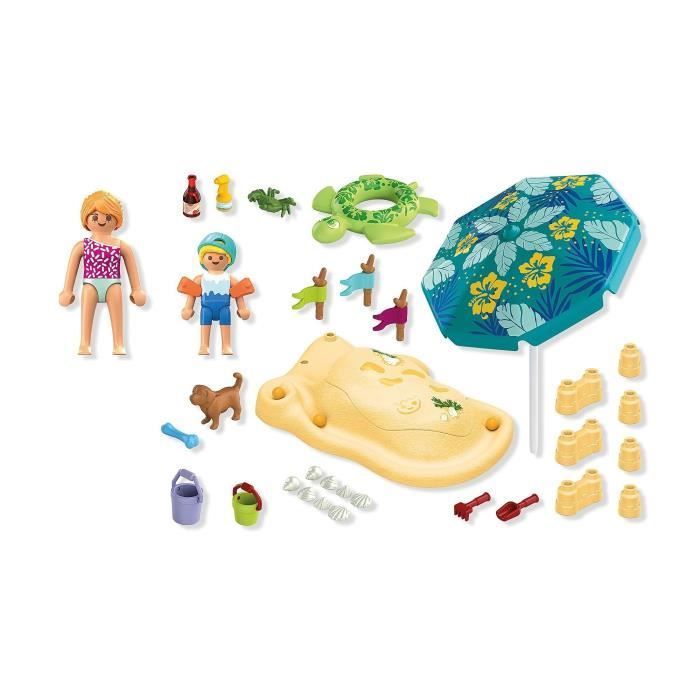 Playmobil 71906 Famille jouant dans le sable à la plage, My Life Vacances à la plage, 46 pièces, dès 4 ans
