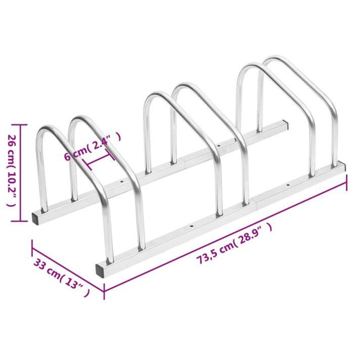 vidaXL Soporte para 3 bicicletas, soporte para bicicletas con almacenamiento, soporte para bicicletas de suelo para garaje, jardín, patio, 154418