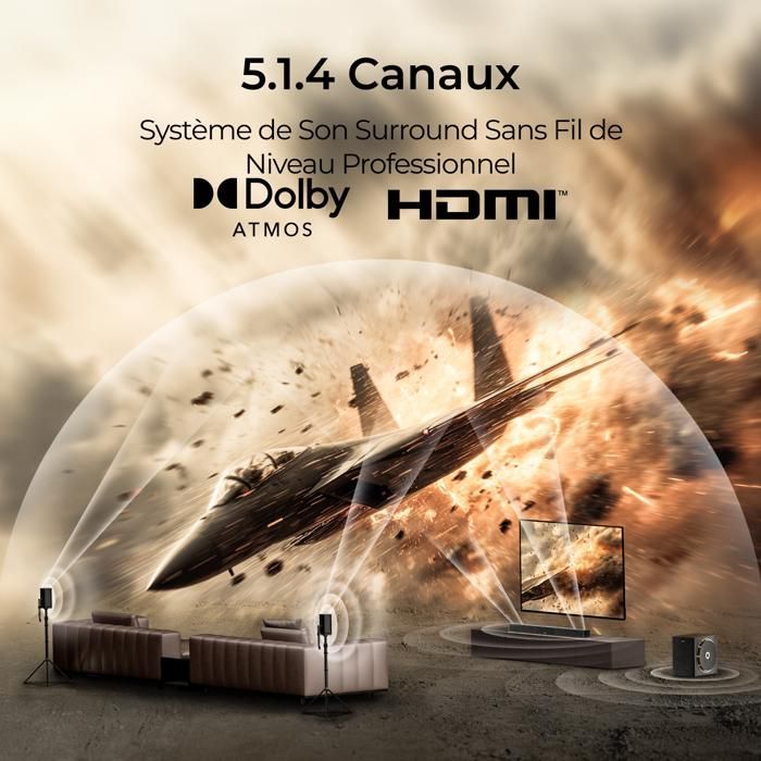 Ultimea Barre de son Skywave X50 5.1.4ch avce Dolby Atmos - Système de Son Surround pour Home Cinéma TV - 760 W