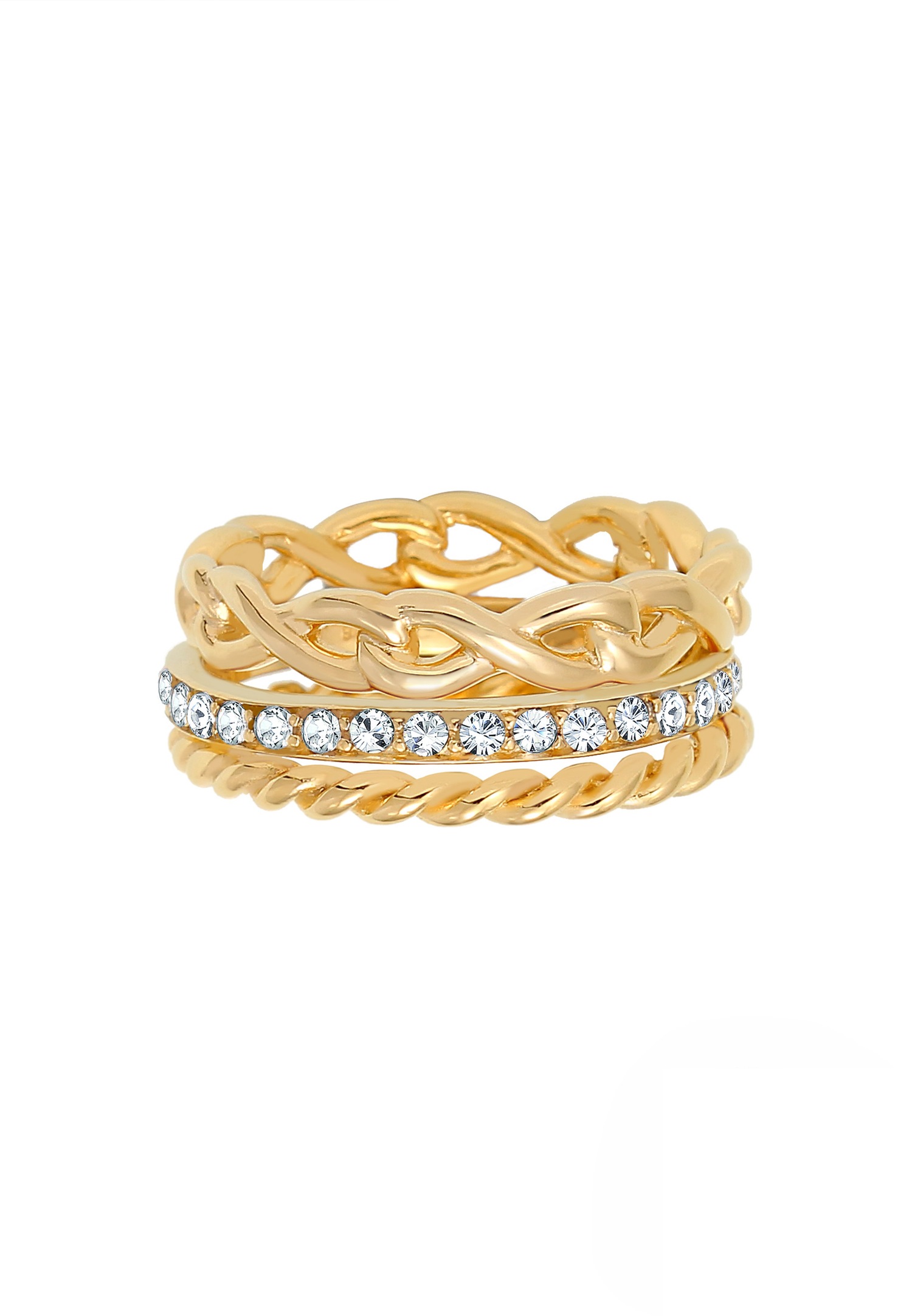 Elli Femmes Bague Infinity Torsadée avec Cristaux en Argent Sterling 925